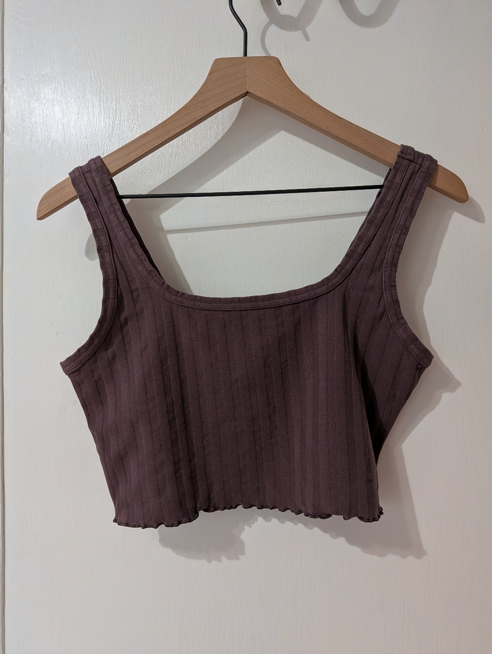 Offline By aerie Ribbed Square-Neck Crop Tank in Mauve | Medium